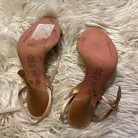 Strappy BCBGMaxAzria Satin Sandals in Rose Gold size 5 with Leather Soles - Picture 3 of 3